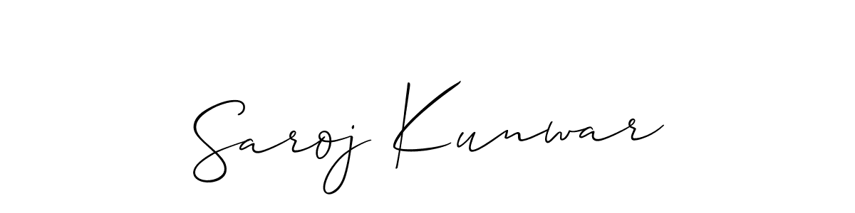 The best way (Allison_Script) to make a short signature is to pick only two or three words in your name. The name Saroj Kunwar include a total of six letters. For converting this name. Saroj Kunwar signature style 2 images and pictures png