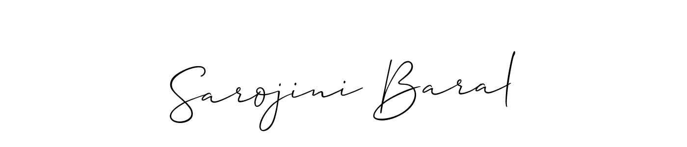 Also You can easily find your signature by using the search form. We will create Sarojini Baral name handwritten signature images for you free of cost using Allison_Script sign style. Sarojini Baral signature style 2 images and pictures png
