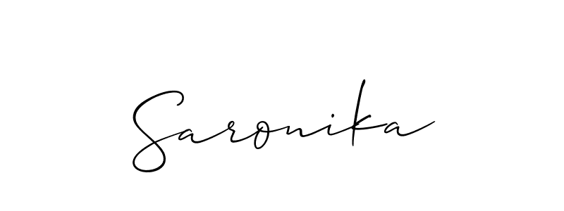 How to make Saronika name signature. Use Allison_Script style for creating short signs online. This is the latest handwritten sign. Saronika signature style 2 images and pictures png