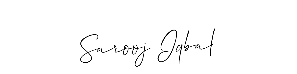 Create a beautiful signature design for name Sarooj Iqbal. With this signature (Allison_Script) fonts, you can make a handwritten signature for free. Sarooj Iqbal signature style 2 images and pictures png