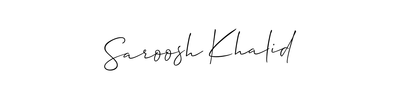 Use a signature maker to create a handwritten signature online. With this signature software, you can design (Allison_Script) your own signature for name Saroosh Khalid. Saroosh Khalid signature style 2 images and pictures png