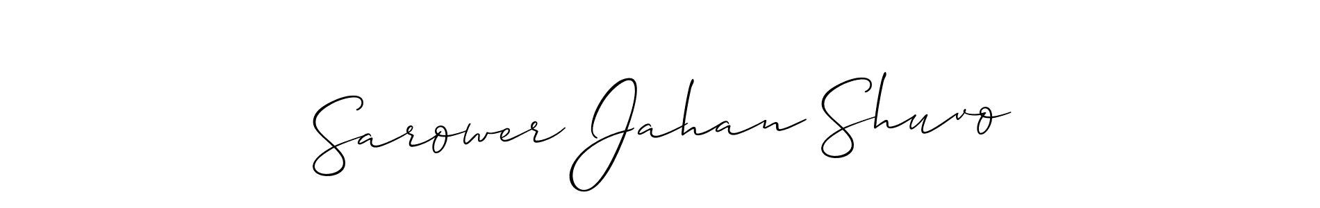 Make a beautiful signature design for name Sarower Jahan Shuvo. With this signature (Allison_Script) style, you can create a handwritten signature for free. Sarower Jahan Shuvo signature style 2 images and pictures png