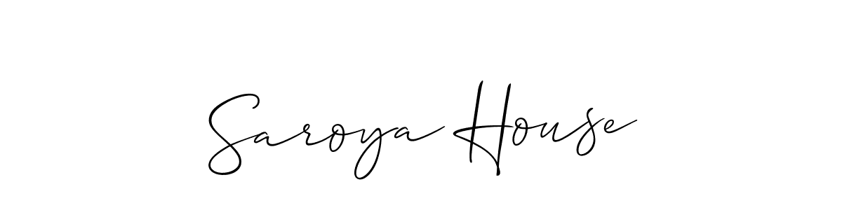 The best way (Allison_Script) to make a short signature is to pick only two or three words in your name. The name Saroya House include a total of six letters. For converting this name. Saroya House signature style 2 images and pictures png