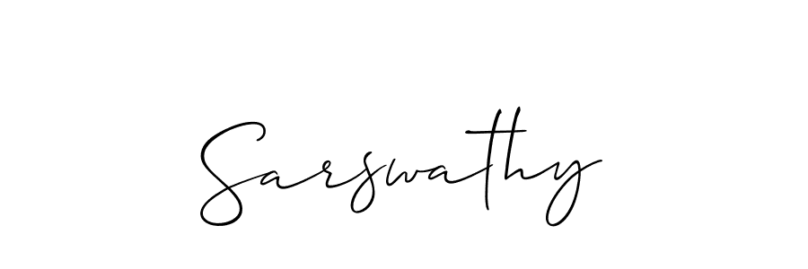 Use a signature maker to create a handwritten signature online. With this signature software, you can design (Allison_Script) your own signature for name Sarswathy. Sarswathy signature style 2 images and pictures png
