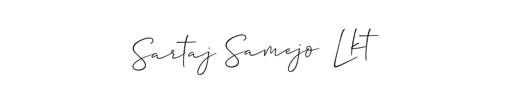 Allison_Script is a professional signature style that is perfect for those who want to add a touch of class to their signature. It is also a great choice for those who want to make their signature more unique. Get Sartaj Samejo  Lkt name to fancy signature for free. Sartaj Samejo  Lkt signature style 2 images and pictures png