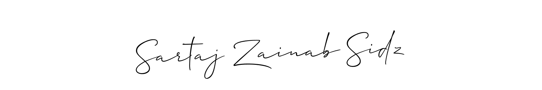 Make a short Sartaj Zainab Sidz signature style. Manage your documents anywhere anytime using Allison_Script. Create and add eSignatures, submit forms, share and send files easily. Sartaj Zainab Sidz signature style 2 images and pictures png