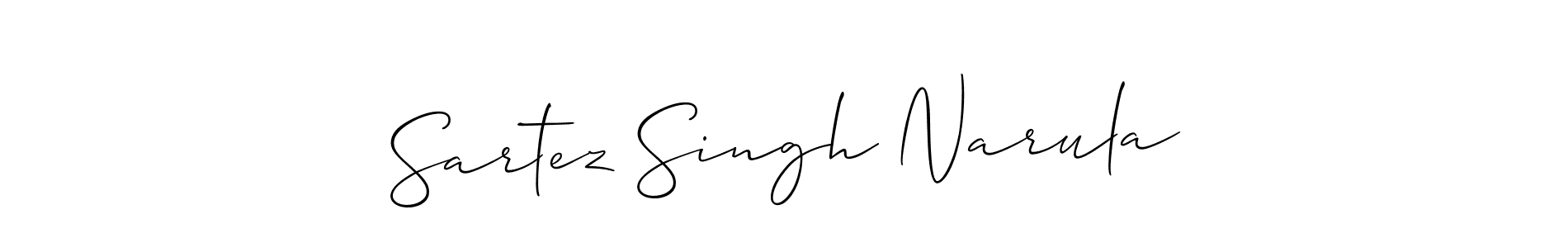 It looks lik you need a new signature style for name Sartez Singh Narula. Design unique handwritten (Allison_Script) signature with our free signature maker in just a few clicks. Sartez Singh Narula signature style 2 images and pictures png