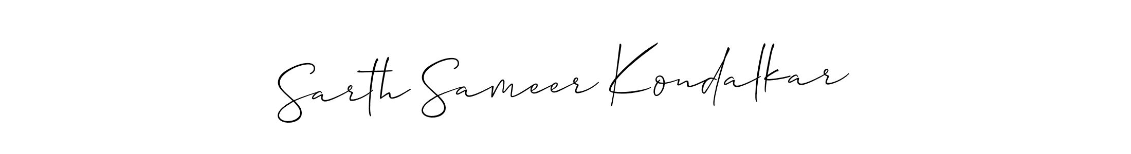 if you are searching for the best signature style for your name Sarth Sameer Kondalkar. so please give up your signature search. here we have designed multiple signature styles  using Allison_Script. Sarth Sameer Kondalkar signature style 2 images and pictures png