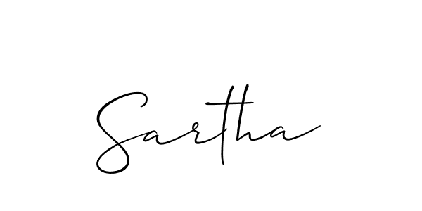 Make a beautiful signature design for name Sartha. With this signature (Allison_Script) style, you can create a handwritten signature for free. Sartha signature style 2 images and pictures png