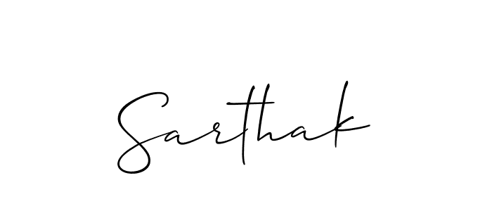 How to make Sarthak name signature. Use Allison_Script style for creating short signs online. This is the latest handwritten sign. Sarthak signature style 2 images and pictures png