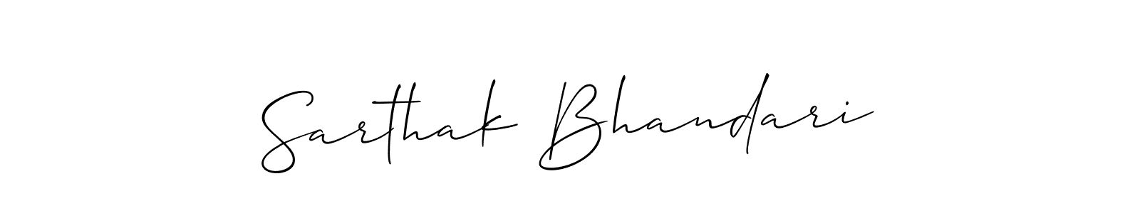 if you are searching for the best signature style for your name Sarthak Bhandari. so please give up your signature search. here we have designed multiple signature styles  using Allison_Script. Sarthak Bhandari signature style 2 images and pictures png
