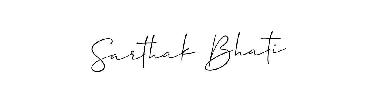 How to make Sarthak Bhati signature? Allison_Script is a professional autograph style. Create handwritten signature for Sarthak Bhati name. Sarthak Bhati signature style 2 images and pictures png