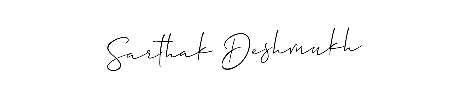 How to make Sarthak Deshmukh signature? Allison_Script is a professional autograph style. Create handwritten signature for Sarthak Deshmukh name. Sarthak Deshmukh signature style 2 images and pictures png