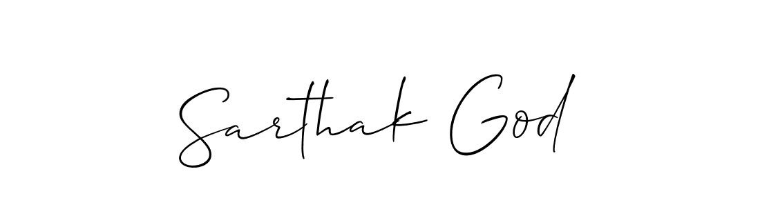 Use a signature maker to create a handwritten signature online. With this signature software, you can design (Allison_Script) your own signature for name Sarthak God. Sarthak God signature style 2 images and pictures png