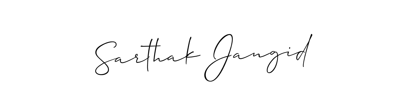 Also You can easily find your signature by using the search form. We will create Sarthak Jangid name handwritten signature images for you free of cost using Allison_Script sign style. Sarthak Jangid signature style 2 images and pictures png