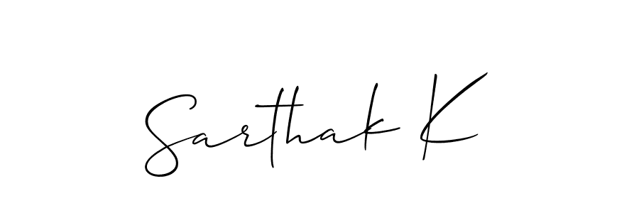 Use a signature maker to create a handwritten signature online. With this signature software, you can design (Allison_Script) your own signature for name Sarthak K. Sarthak K signature style 2 images and pictures png
