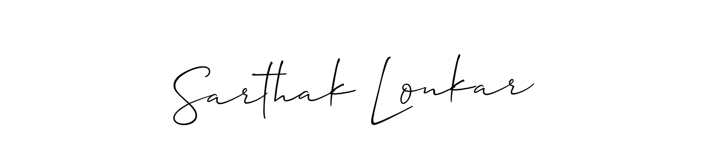 Create a beautiful signature design for name Sarthak Lonkar. With this signature (Allison_Script) fonts, you can make a handwritten signature for free. Sarthak Lonkar signature style 2 images and pictures png