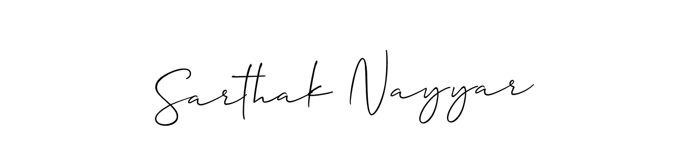 How to make Sarthak Nayyar name signature. Use Allison_Script style for creating short signs online. This is the latest handwritten sign. Sarthak Nayyar signature style 2 images and pictures png