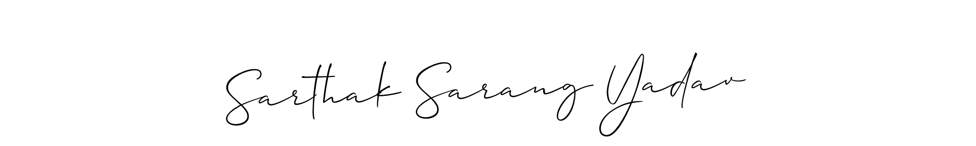 Similarly Allison_Script is the best handwritten signature design. Signature creator online .You can use it as an online autograph creator for name Sarthak Sarang Yadav. Sarthak Sarang Yadav signature style 2 images and pictures png