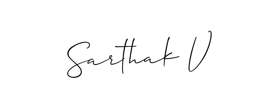 It looks lik you need a new signature style for name Sarthak V. Design unique handwritten (Allison_Script) signature with our free signature maker in just a few clicks. Sarthak V signature style 2 images and pictures png