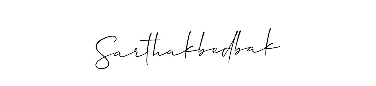 The best way (Allison_Script) to make a short signature is to pick only two or three words in your name. The name Sarthakbedbak include a total of six letters. For converting this name. Sarthakbedbak signature style 2 images and pictures png