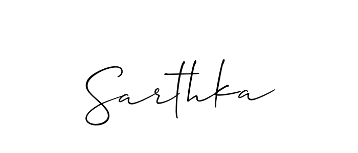 It looks lik you need a new signature style for name Sarthka. Design unique handwritten (Allison_Script) signature with our free signature maker in just a few clicks. Sarthka signature style 2 images and pictures png