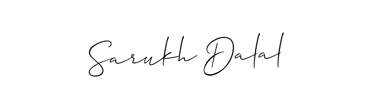 if you are searching for the best signature style for your name Sarukh Dalal. so please give up your signature search. here we have designed multiple signature styles  using Allison_Script. Sarukh Dalal signature style 2 images and pictures png