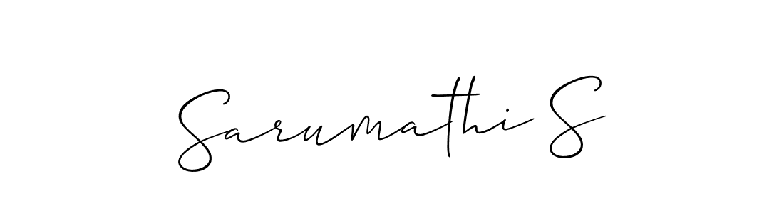 Similarly Allison_Script is the best handwritten signature design. Signature creator online .You can use it as an online autograph creator for name Sarumathi S. Sarumathi S signature style 2 images and pictures png