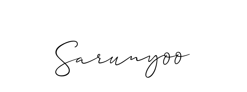 Create a beautiful signature design for name Sarunyoo. With this signature (Allison_Script) fonts, you can make a handwritten signature for free. Sarunyoo signature style 2 images and pictures png