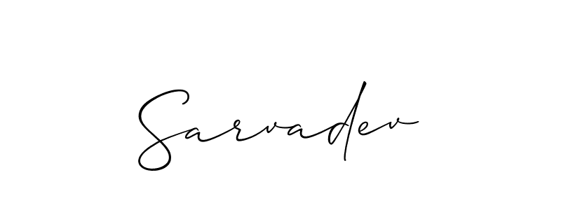 The best way (Allison_Script) to make a short signature is to pick only two or three words in your name. The name Sarvadev include a total of six letters. For converting this name. Sarvadev signature style 2 images and pictures png