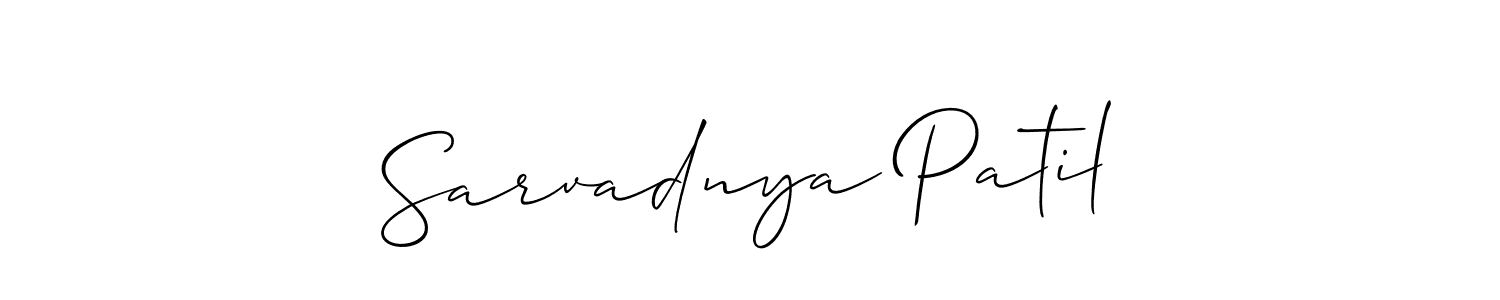 The best way (Allison_Script) to make a short signature is to pick only two or three words in your name. The name Sarvadnya Patil include a total of six letters. For converting this name. Sarvadnya Patil signature style 2 images and pictures png