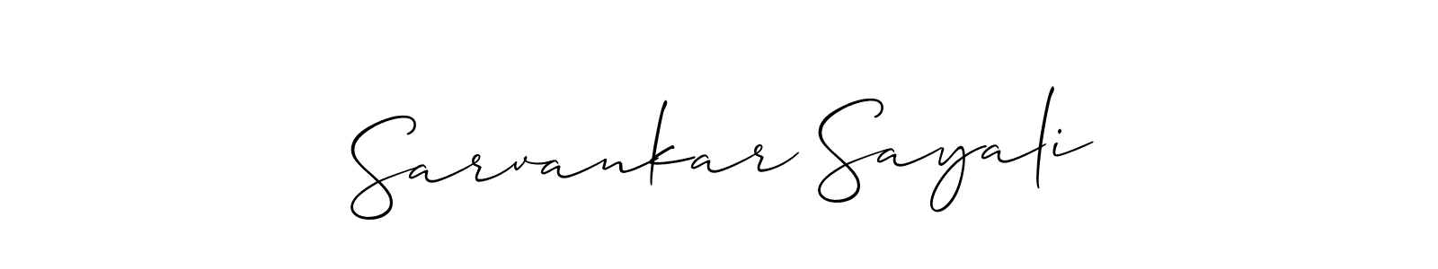 It looks lik you need a new signature style for name Sarvankar Sayali. Design unique handwritten (Allison_Script) signature with our free signature maker in just a few clicks. Sarvankar Sayali signature style 2 images and pictures png