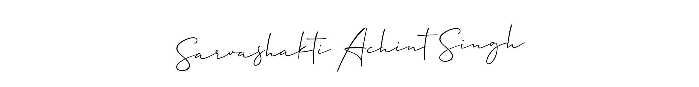 Make a short Sarvashakti Achint Singh signature style. Manage your documents anywhere anytime using Allison_Script. Create and add eSignatures, submit forms, share and send files easily. Sarvashakti Achint Singh signature style 2 images and pictures png