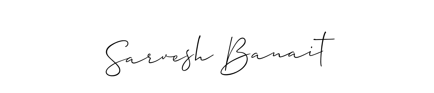 This is the best signature style for the Sarvesh Banait name. Also you like these signature font (Allison_Script). Mix name signature. Sarvesh Banait signature style 2 images and pictures png