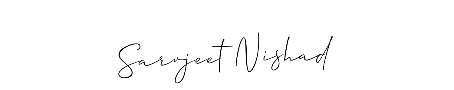 Make a beautiful signature design for name Sarvjeet Nishad. With this signature (Allison_Script) style, you can create a handwritten signature for free. Sarvjeet Nishad signature style 2 images and pictures png