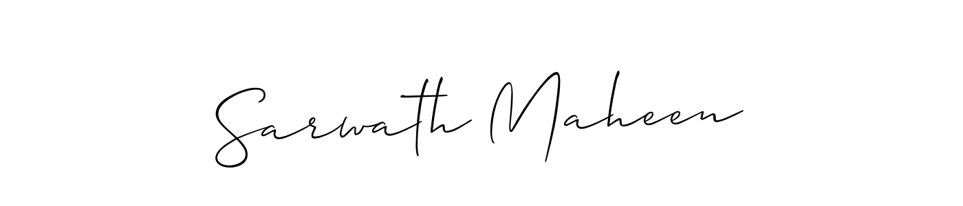 This is the best signature style for the Sarwath Maheen name. Also you like these signature font (Allison_Script). Mix name signature. Sarwath Maheen signature style 2 images and pictures png