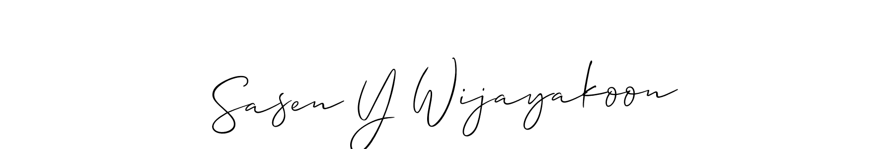 This is the best signature style for the Sasen Y Wijayakoon name. Also you like these signature font (Allison_Script). Mix name signature. Sasen Y Wijayakoon signature style 2 images and pictures png