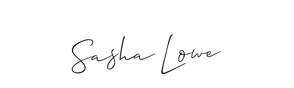 Make a short Sasha Lowe signature style. Manage your documents anywhere anytime using Allison_Script. Create and add eSignatures, submit forms, share and send files easily. Sasha Lowe signature style 2 images and pictures png