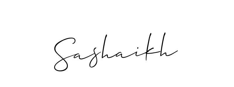 The best way (Allison_Script) to make a short signature is to pick only two or three words in your name. The name Sashaikh include a total of six letters. For converting this name. Sashaikh signature style 2 images and pictures png
