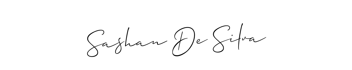 This is the best signature style for the Sashan De Silva name. Also you like these signature font (Allison_Script). Mix name signature. Sashan De Silva signature style 2 images and pictures png