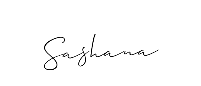 Use a signature maker to create a handwritten signature online. With this signature software, you can design (Allison_Script) your own signature for name Sashana. Sashana signature style 2 images and pictures png