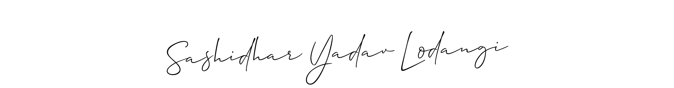 if you are searching for the best signature style for your name Sashidhar Yadav Lodangi. so please give up your signature search. here we have designed multiple signature styles  using Allison_Script. Sashidhar Yadav Lodangi signature style 2 images and pictures png