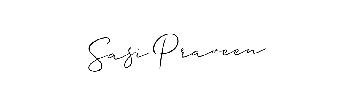 Also You can easily find your signature by using the search form. We will create Sasi Praveen name handwritten signature images for you free of cost using Allison_Script sign style. Sasi Praveen signature style 2 images and pictures png