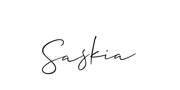 How to make Saskia signature? Allison_Script is a professional autograph style. Create handwritten signature for Saskia name. Saskia signature style 2 images and pictures png