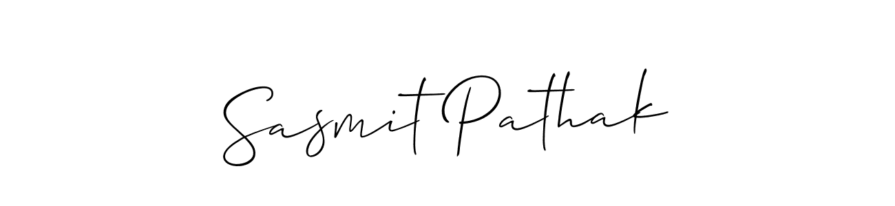 You should practise on your own different ways (Allison_Script) to write your name (Sasmit Pathak) in signature. don't let someone else do it for you. Sasmit Pathak signature style 2 images and pictures png