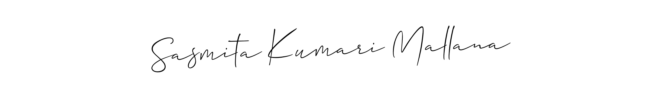 The best way (Allison_Script) to make a short signature is to pick only two or three words in your name. The name Sasmita Kumari Mallana include a total of six letters. For converting this name. Sasmita Kumari Mallana signature style 2 images and pictures png