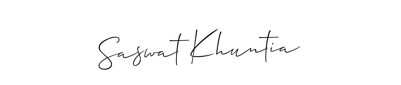 How to make Saswat Khuntia name signature. Use Allison_Script style for creating short signs online. This is the latest handwritten sign. Saswat Khuntia signature style 2 images and pictures png