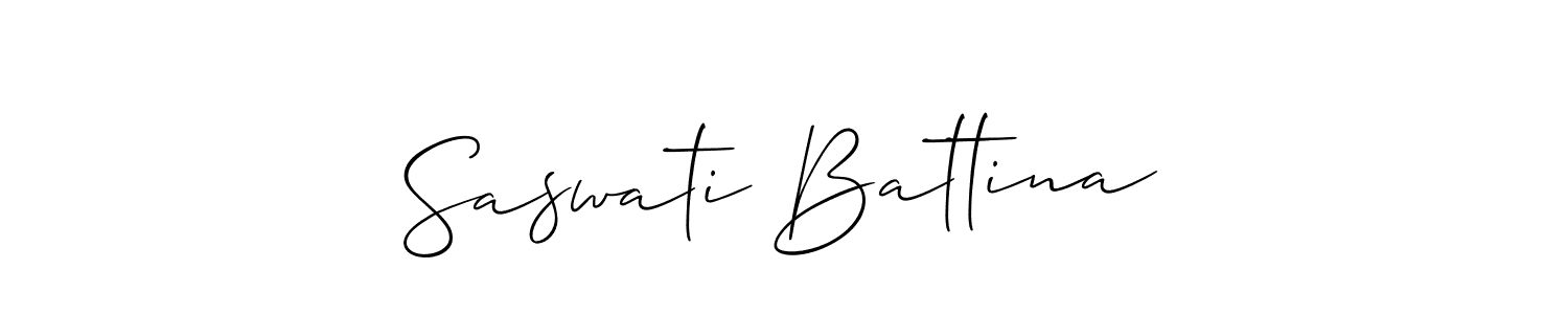 This is the best signature style for the Saswati Battina name. Also you like these signature font (Allison_Script). Mix name signature. Saswati Battina signature style 2 images and pictures png