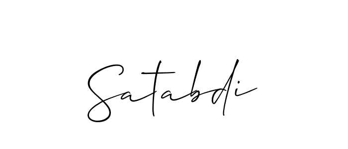 Make a beautiful signature design for name Satabdi. With this signature (Allison_Script) style, you can create a handwritten signature for free. Satabdi signature style 2 images and pictures png