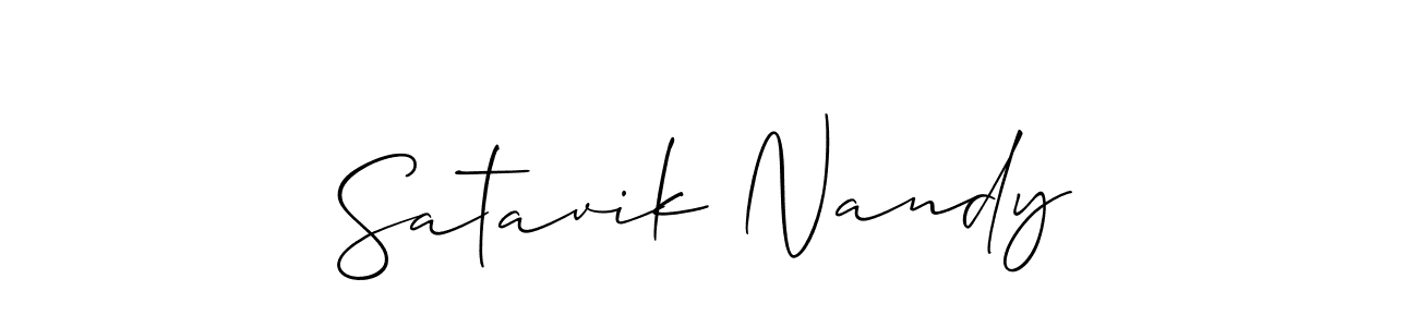 How to make Satavik Nandy name signature. Use Allison_Script style for creating short signs online. This is the latest handwritten sign. Satavik Nandy signature style 2 images and pictures png